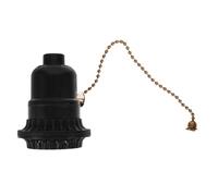 Yardenfun Douille à Chaînette Noire Semi-Filetée Double Anneau pour Lampe à LED Culot E27 Interrupteur à Tirette Accessoire DIY pour Lampadaire et Éclairage Domestique Kit de Recâblage