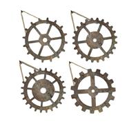 Yardenfun Ensemble 4 Roues Dentées en Bois Vintage, Décor Mural Industriel, Ornement D'engrenage, Accessoire Décoration Intérieure pour Maison, Salon, Bureau Et Bar, Style Steampunk Industriel