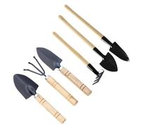Yardenfun Ensemble D’Outils de Jardinage à Main 6 Pcs - Pelle, Râteau et Bêche - Manches Fins et Épais en Bois et Fer - Kit Portable pour Plantation, Jardin D’intérieur et Extérieur,