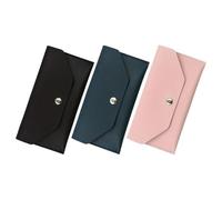 Yardenfun Étui à Monnaie 3 Pièces en PU Imperméable - Portefeuille Enveloppe Long Format - Pochette à Cartes Porte-Billets et Protection Écouteurs - Compact Léger Trois Couleurs - pour