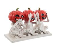 Yardenfun Figurine Citrouille Squelette Résine Stable Décoration Halloween Intérieure et Extérieure Statue Voir Parler Entendre Aucun Ornement Polyvalent pour Table et Jardin