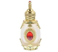 Yardenfun Flacon de Parfum Rechargeable Rouge Strass, Facile à Remplir en Verre et Alliage 15ml Style Moyen-Orient pour Huiles Essentielles et Aromathérapie