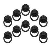 Yardenfun Lot de 10 Poignées de Tiroir Vintage en Cuivre Anneau Rond Finition Cuivre Antique Poignées de Meuble Rétro Trou pour Commode Armoire et Tiroir