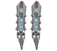 Yardenfun Lot de 2 bagues gothiques à doigts complets avec anneau d'armure réglable turquoise, bijoux punk rock pour Halloween, cosplay et accessoires de fête