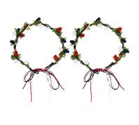 Yardenfun Lot de 2 Couronnes à Guirlande aux Trois Couleurs Blanc Rouge Bleu Accessoires pour Cheveux Faits Main Couronnes Légères pour Vacances Photographie et Fêtes Festives