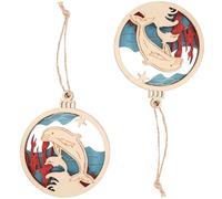 Yardenfun Lot de 2 décorations en Bois en Forme de Dauphin, inspirées de l'océan, sculptées à la Main, à Suspendre, en Forme d'animaux Marins, décorations Nautiques en Bois