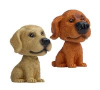 Yardenfun Lot de 2 Figurines de Chiens à Tête Oscillante pour Tableau de Bord de Voiture Décoration Intérieure Originale en Plastique Couleurs Marron Foncé et Jaune Terre Accessoires