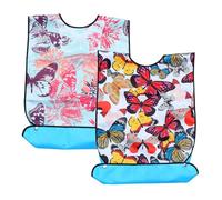 Yardenfun Lot de 2 Grands Bavoirs Lavables en Polyester pour Personnes Âgées, Protège-vêtements Réutilisable, Bavoir pour Adulte Léger et Résistant, pour Repas et Soins à Domicile
