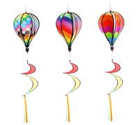 Yardenfun Lot De 3 Moulins à Vent Décoratifs De Montgolfière Colorée Suspendus pour Jardin Extérieur, Paillettes Rotatives Multicolores, Ornements Ventilés Adaptés Terrasse Patio Fête