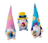 Yardenfun Lot de 3 Poupées Naines d'Été en Peluche Décorations de Gnomes de Plage Surf Ballon de Plage et Glace Accessoires Décoratifs pour Fête Tropicale et Intérieur Couleurs