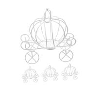 Yardenfun Lot de 4 Boîtes à Bonbons en Fil de Fer Blanc Forme Carrosse Citrouille, Décoration Mariage Princesse, Centre de Table Élégant pour Fêtes et Anniversaires