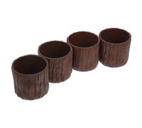 Yardenfun Lot De 4 Mini Pots De Fleurs Rustiques Imitation Bois 11 X 10 Cm pour Petites Plantes Balcon Décoration Intérieure Jardin Composition