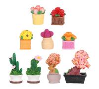 Yardenfun Lot de 9 Mini Figurines de Cactus en Résine Plantes Succulentes Miniatures pour Maison de Poupée Décorations Végétales DIY Compactes et Réalistes Accessoires Micro-Paysages