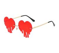 Yardenfun Lunettes de Soleil Décoratives Cœur Rouge en Métal sans Monture | Lunettes de Soleil, Lunettes Coeurs, Léger, Convient à Plupart des Visages, Halloween et Noël