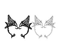 Yardenfun Manchettes D'oreilles De Fée En Alliage 4 Pièces Design Non Percantes Pour Femmes Et Adolescentes Fêtes Usage Quotidien Couleur Noire Et Argentée