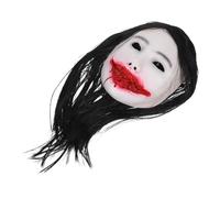 Yardenfun Masque Femme Halloween Effrayant Latex avec Cheveux Longs Costume Cosplay Effrayant pour Soirée Mascarade et Décoration Effroi