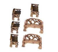Yardenfun Miniature Garden Furniture Set Mini Benches and Chairs for Miniature House Decoration Resin Craft for Bonsai and DIY Model