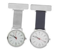 Yardenfun Montre De Poche en Métal pour Infirmière Et Médecin, Design Simple, Portable, Légère, Ensemble 2 Pièces, Argenté Et Bleu, pour Surveillance Médicale Quotidienne