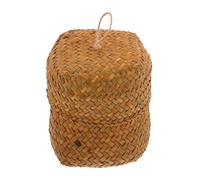 Yardenfun Panier Tressé Artisanal Mini Orange, Panier De Rangement Pratique En Paille Naturelle, Boîte à Goûter Pour Bureau, Chambre Et Décoration Intérieure Campagne
