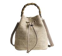 Yardenfun Paquet de Seau pour Femme Paquet à Main Seau à Cordon Lin et Polyester Kaki Style Simple et Mode pour Usage Quotidien