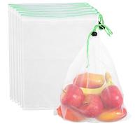 Yardenfun Paquet Filet Réutilisables en Polyester Blanc Portable et Polyvalent Lot de 6 pour Fruits et Légumes pour Marché Fermier Cuisine