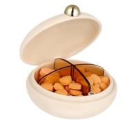 Yardenfun Pilulier Rond Petit Boîtier 4 Compartiments Compartiment Amovible Boîte Hermétique De Voyage Portable Résistance Lumière Usage Extérieur Santé Compacte Blanche Porcelainée
