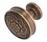 Yardenfun Poignée de Meuble Vintage en Laiton Antique, Bouton de Tiroir de Fleur de Lotus, Finition Bronze Vert, Bouton Décoratif pour Armoires et Meubles Cuisine, Quincaillerie Rustique