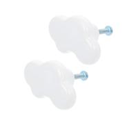 Yardenfun Poignée de Porte Nuage en Céramique Blanche, Lot de 2 Set de Pièces, Bouton de Tiroir Décoratif Trou, Poignée de Meuble pour Chambre D'garçon et Filles, Accessoires Rangement
