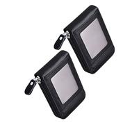 Yardenfun Porte-Cartes Antivol en Cuir De Vachette Fin Et Compact, Multi-emplacements pour Cartes De Crédit, Lot De 2, Unisexe, Usage Quotidien Professionnel, Format Small, Fermeture Éclair Fluide