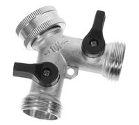 Yardenfun Raccord Répartiteur De Tuyau Double en y pour Jardin, Connecteur d'eau Réglable, Adaptateur 2 Voies Chromé pour Arrosage Extérieur, Usage Domestique Et Potager, Raccord Rapide sans Fuite