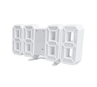 Yardenfun Réveil Numérique LED 3D Fonction Alarme Affichage en Gros Chiffres USB Blanc Faible Consommation D'énergie Horloge Murale Créative pour Bureau Et Maison