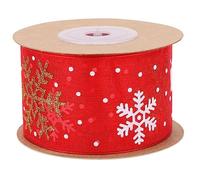 Yardenfun Ruban de Noël Large à Motif Flocon Pailleté Rouge pour Cadeau Décoration Fête et Mariage