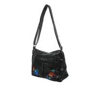 Yardenfun Sac Bandoulière Femme Noir à Imprimé Floral Zippée Sac à Main Ajustable pour Shopping et Sorties