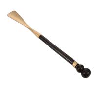 Yardenfun Shoe Horn Long Handle Ebony Wood Boot Wearing Aid With Brass Head Non Slip Grip For Seniors Men Women Pregnancy Travel