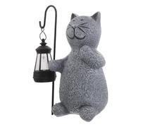 Yardenfun Statue de Chat D'extérieur avec Lanterne Solaire pour Jardin : Adorable Figurine de Chaton pour Décorer Votre Jardin, Terrasse, Balcon Ou Maison - Anniversaire/noël