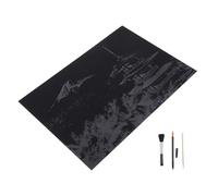 Yardenfun Stylo Plaqué Or pour Image à Gratter DIY Pinceau et Bâton en Bambou Set de 4 Pièces Papier à Gratter Noir pour Décoration Artistique et Création Manuelle