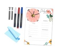 Yardenfun Tableau Mémo Transparent Acrylique avec Horloge de Bureau Planificateur Journalier Effaçable à Sec pour Organisation et