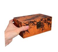 Yardenfun Vintage Wooden Trinket Box With Protective Lid Retro Chinese Style Jewelry Keepsake Chest For Organized Storage Of Small Accessories And Home Decor