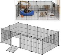 YARDIN 12PCS Enclos, Enclos pour lapins, Cage pour cochons d'Inde, Enclos pour petits animaux avec porte, Enclos pour petits animaux, Lapins, Furets, Hérissons, Chiots, Chatons, Filet dense, 142 x 72