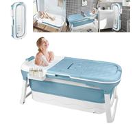 YARDIN Baignoire pliante pour adultes, 128 x 62 x 52 cm Baignoire pliante mobile, idéal pour les petites salles de bains, gain de place et portable, comprend un coussin de bain et un tuyau