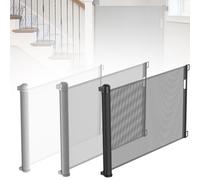 YARDIN Barrière de Protection des escaliers - Extensible pour bébés et Animaux de Compagnie - Convient pour escaliers/Portes/intérieur et extérieur (0-150 cm, Hauteur 87 cm, Gris)