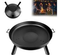 YARDIN Bol à feu Ø 80 cm Rond Foyer Pieds Anti-rouille laqué Home Design Noir Corbeille à feu pour l'extérieur