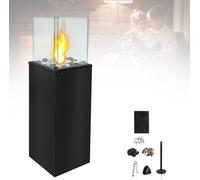YARDIN Cheminée de table Intérieur et extérieur Cheminée de table Bioéthanol Torche de jardin,Verre trempé Feu de table pour balcon Terrasse Appartement Jardin Déco(Cube)