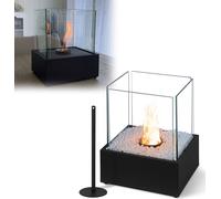 YARDIN Cheminées de table Bioéthanol acier inoxydable avec pierres décorativesSûr et chaud, Feu de table pour salon balcon Sans fumée & sans odeur, Foyer, Cheminée en verre