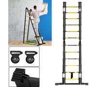 YARDIN Echelle pliante Echelle d'appui Echelle télescopique Alu design télescopique Echelle multi-usages, 16nombre de barreaux - 90cm à 5m Echelle d'appui, capacité de charge 150 kg Jaune-noir