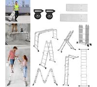 YARDIN Echelle polyvalente 4x4 470cm 6 en 1 en aluminium Echelle polyvalente Echelle pliante Echelle de ménage Echelle de travail Echelle d'appui Echelle à crinoline Plate-forme de travail Echelle mul