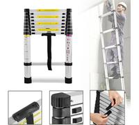 YARDIN Echelle télescopique 2,6 m Aluminium Echelle multi-usage à coulisse, 9nombre de barreaux - 74 cm jusqu'à 2,6 m Echelle d'appui, échelle aluminium antidérapante jusqu'à 150 KG