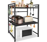 YARDIN Etagère micro-ondes,Etagère boulangerie Kitchen Storage Rack,Etagère micro-ondes extensible Microwave Shelf 2 étages,Etagère table de cuisine en acier carbone,Mini support four pour petite cuis