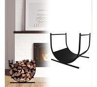 YARDIN Étagère pour bois de cheminée demi-cercle - En métal - Pour l'intérieur et l'extérieur - Noir - 44,5 x 37,5 x 40 cm