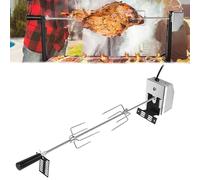YARDIN Kit de broche, 117 cm, pour rôtisserie, poulet, tournebroche avec moteur en acier inoxydable 220 V - 240 V, broche universelle avec 2 aiguilles à viande (grill et 2 fourchettes)